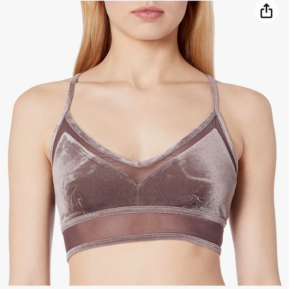 Alo Yoga velvet workout bra top s rum raisin